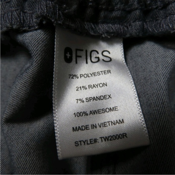 Figs scrubs Gray Pants with Teal Drawstring - Picture 5 of 5